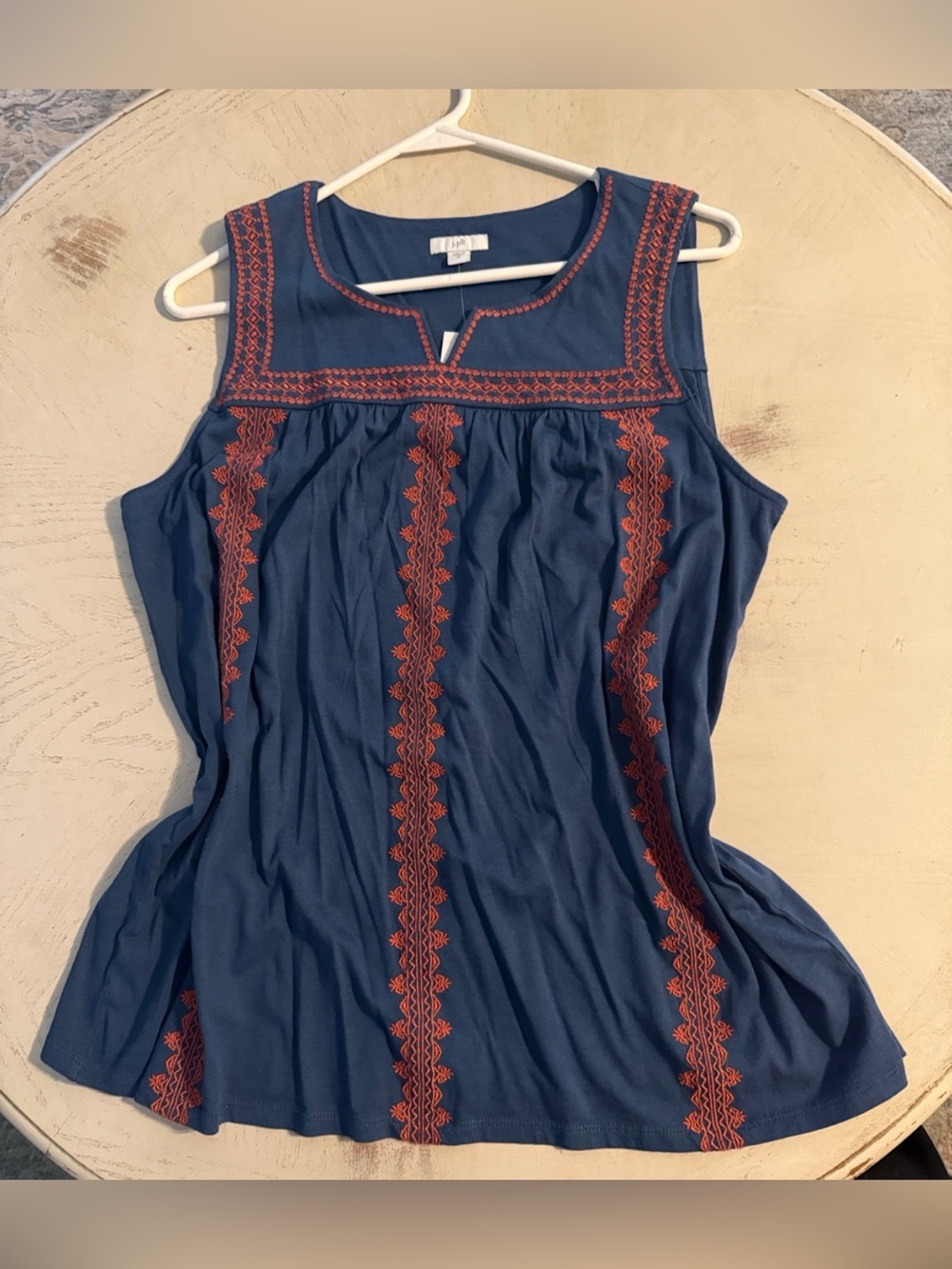 J. Jill sleeveless split neck boho tencel embroidered peasant top sz medium NEW